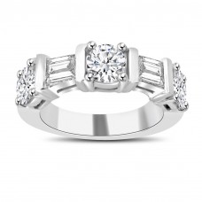 1.54 ct Round and Baguette Cut Diamond Wedding Band Ring 1.54 ct Round and Baguette Cut Diamond Wedding Band Ring